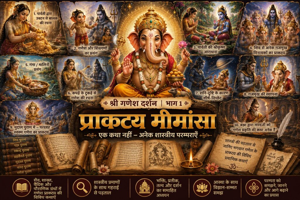 भगवान गणेश के प्राकट्य की अनेक शास्त्रीय कथाएँ – श्री गणेश दर्शन प्राकट्य मीमांसा